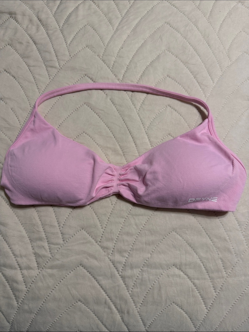 DFYNE Light Pink Seamless Ruched Bralette